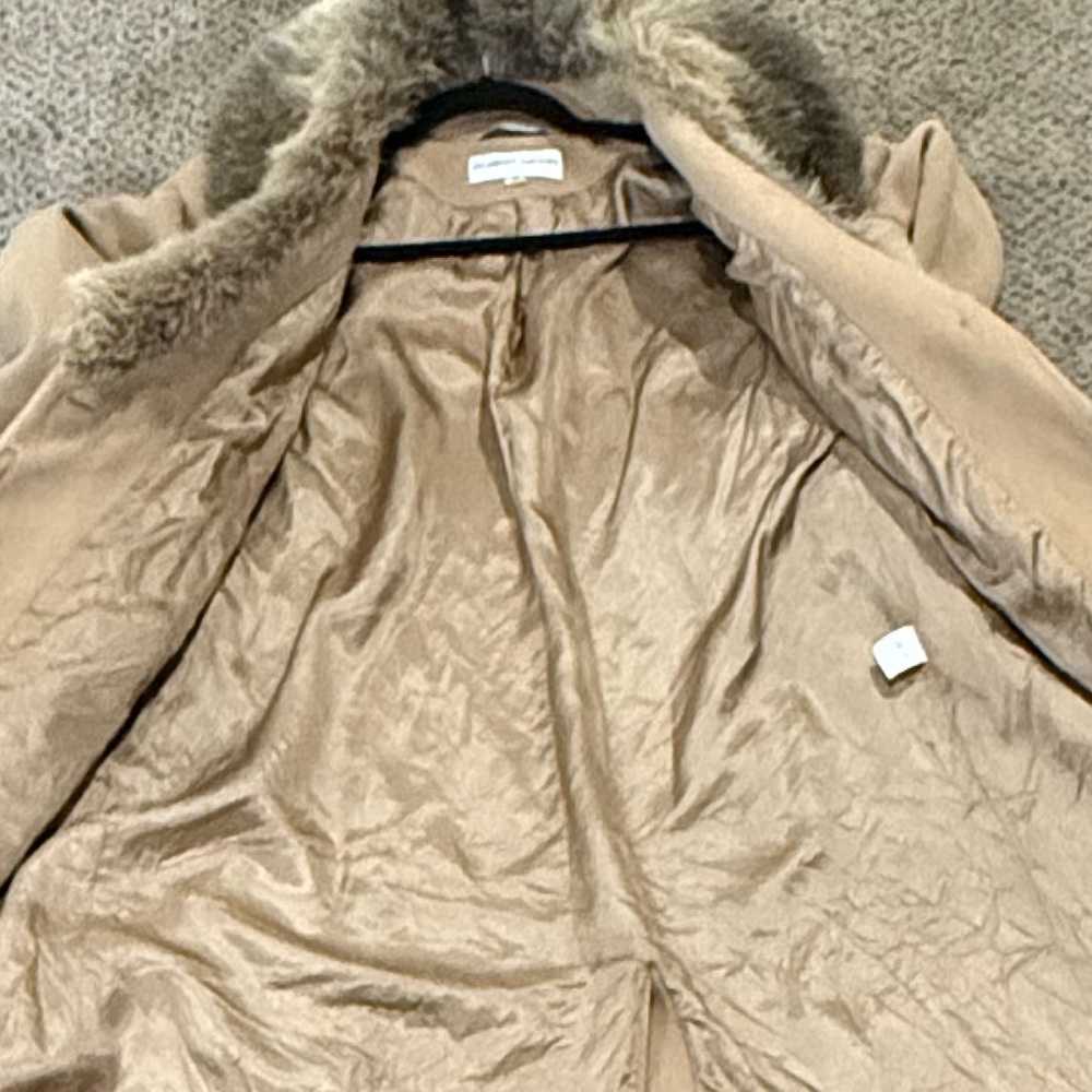 🧥 ALBERT NIPON Vintage Camel Wool Swing Coat‎ Sz 10 Faux Fur Trim Old Money - Picture 7 of 14
